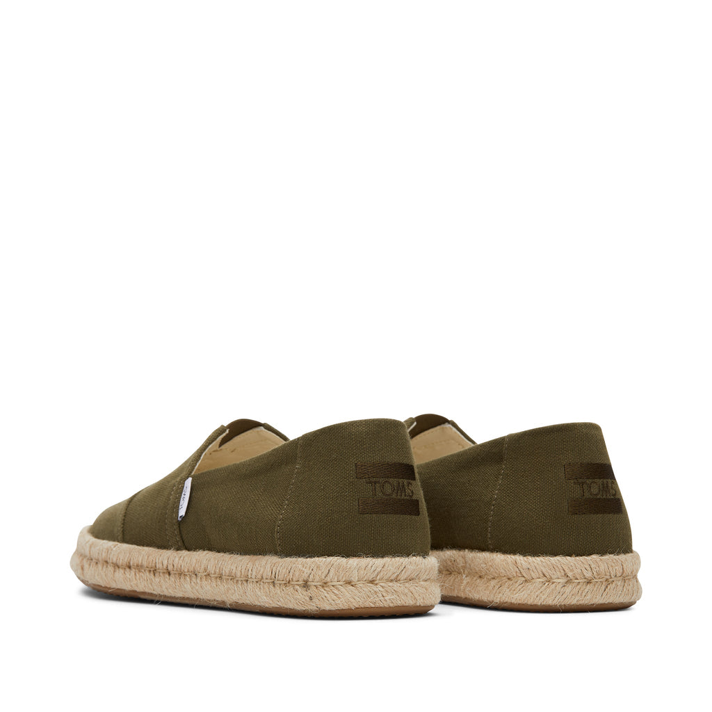 Alpargata Rope 2.0 Espadrille - Olive Recycled Cotton Slubby Woven Back View