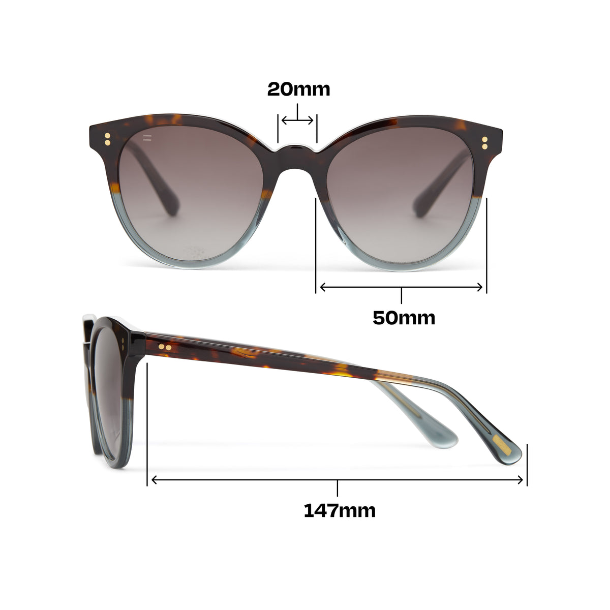 Aaryn Tortoise Ocean Grey Fade Handcrafted Sunglasses
