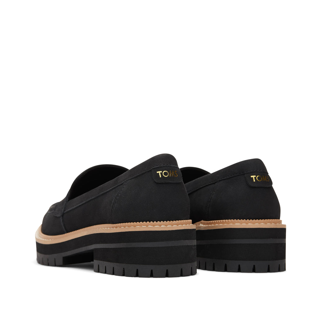 Cara Black Leather Loafer Back View