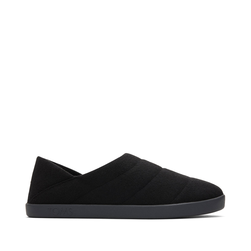 Ezra Black Faux Fleece Convertible Slipper Side View