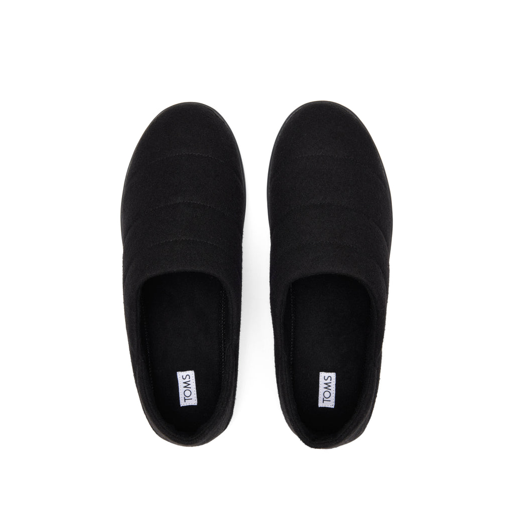 Ezra Black Faux Fleece Convertible Slipper Top View