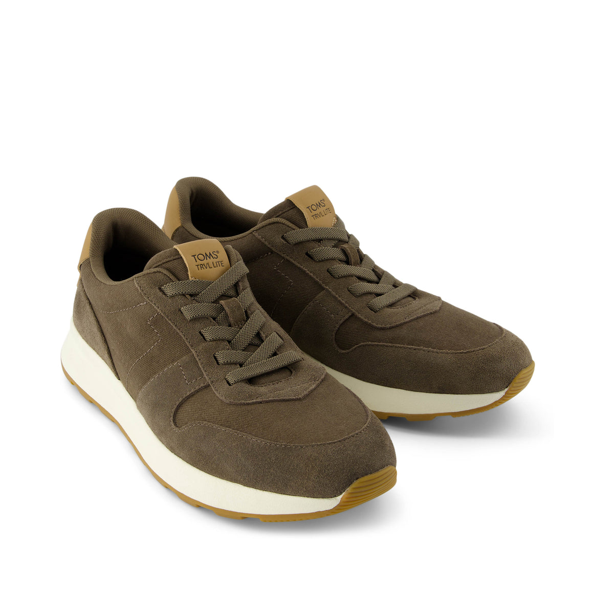 TRVL Lite Retro Runner Olive Water Repellent Sneaker Front View