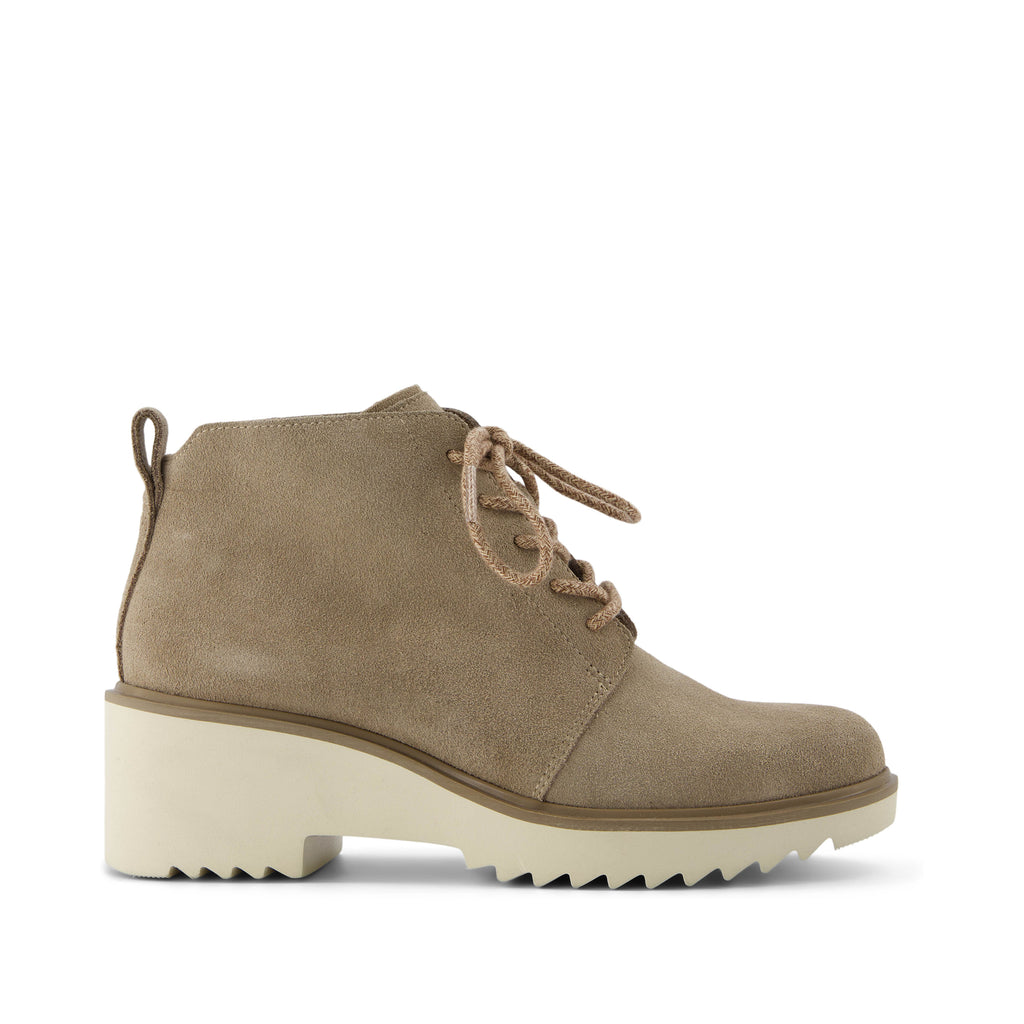 Maude Lace Up Dune Suede Wedge Boot Side View