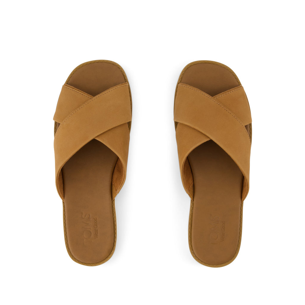 Mae Crossover Slide Sandal - Brown Sugar Leather Top View