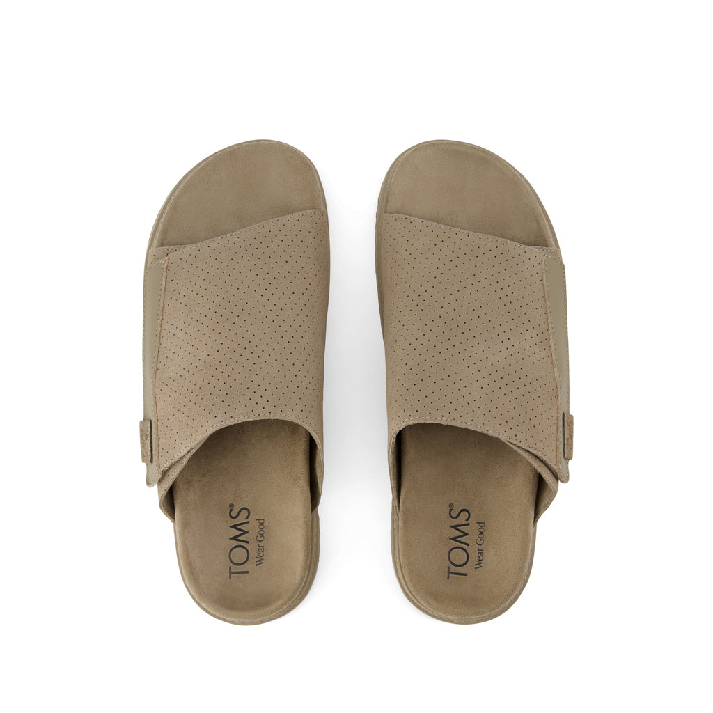 Danilo Slide Sandal - Dune Perforated Suede Top View