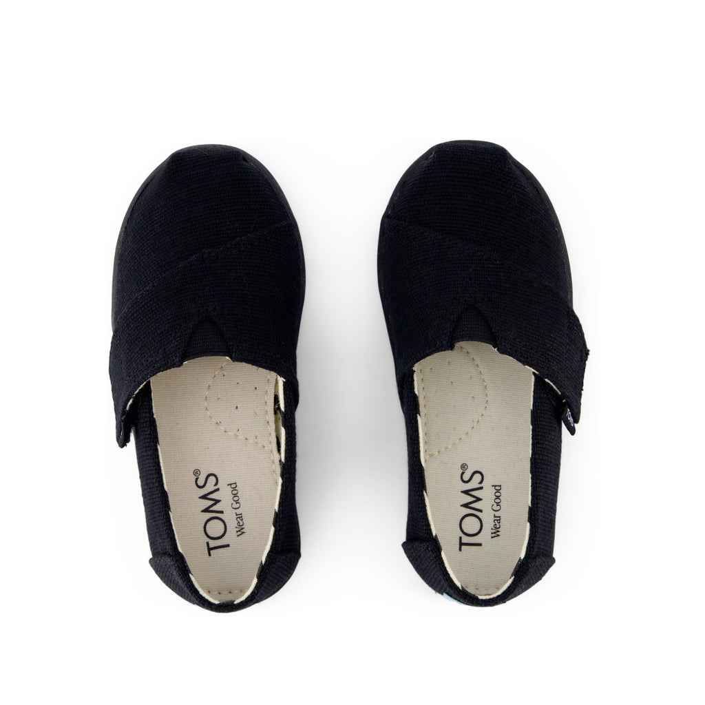 Alpargata Classic Toddler Shoe - Black and Black Heritage Canvas Top View