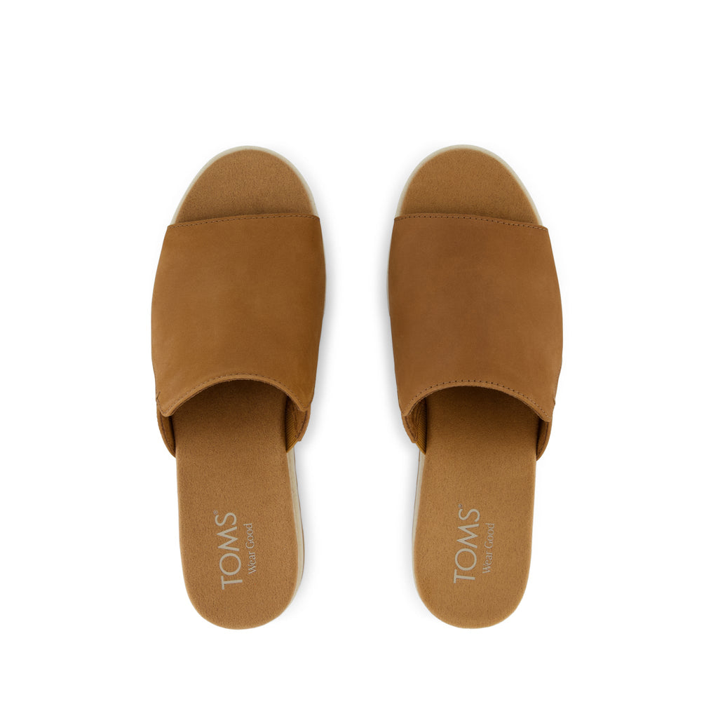 Diana Mule Wedge Sandal - Brown Sugar Leather Top View