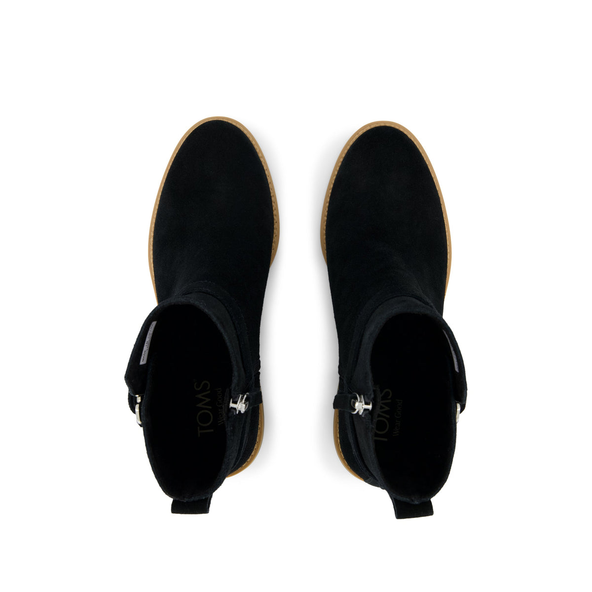 Hailey Buckle Ankle Boot - Water Resistant Black Suede Top View