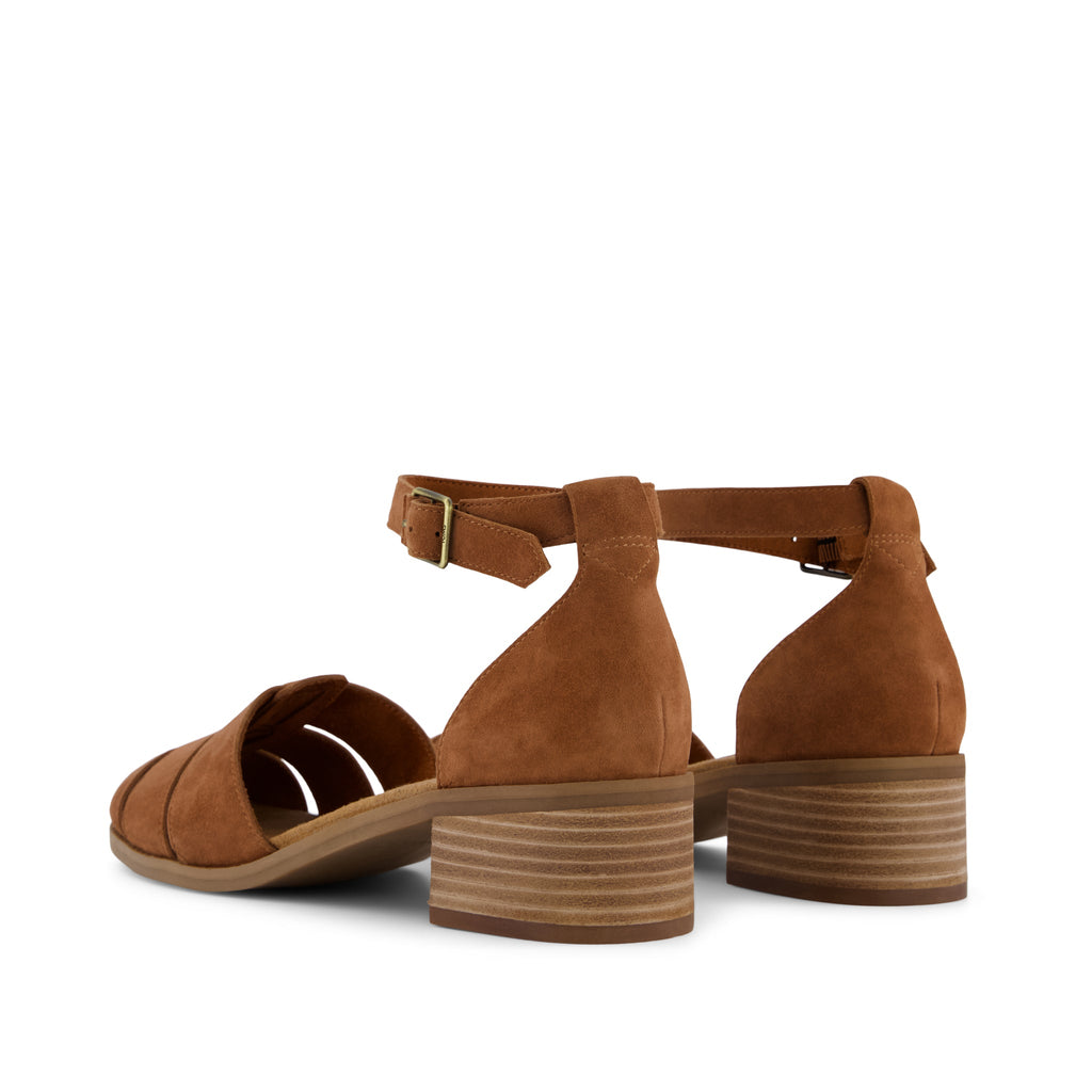 Jaclyn Fisherman Heel - Amber Brown Kid Suede Back View