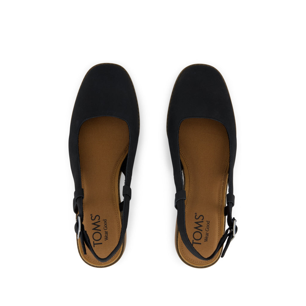 Jaclyn Slingback Heel - Black Nubuck Leather Top View