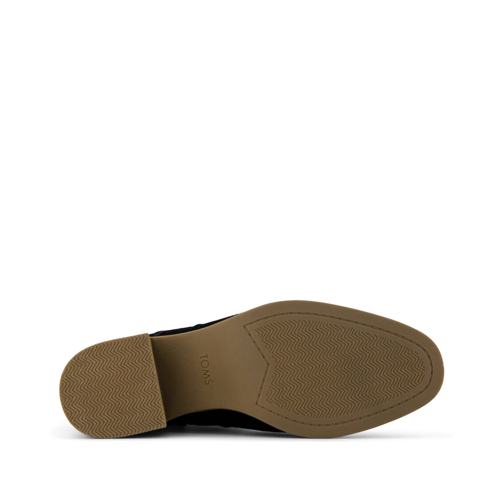 Delilah Heeled Boot - Water Repellent Black Suede Bottom Sole View