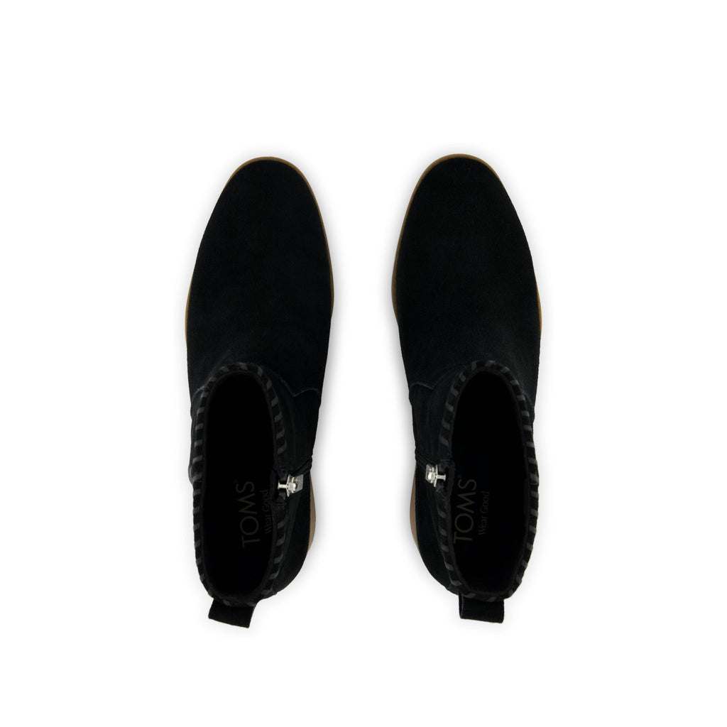 Delilah Heeled Boot - Water Repellent Black Suede Top View
