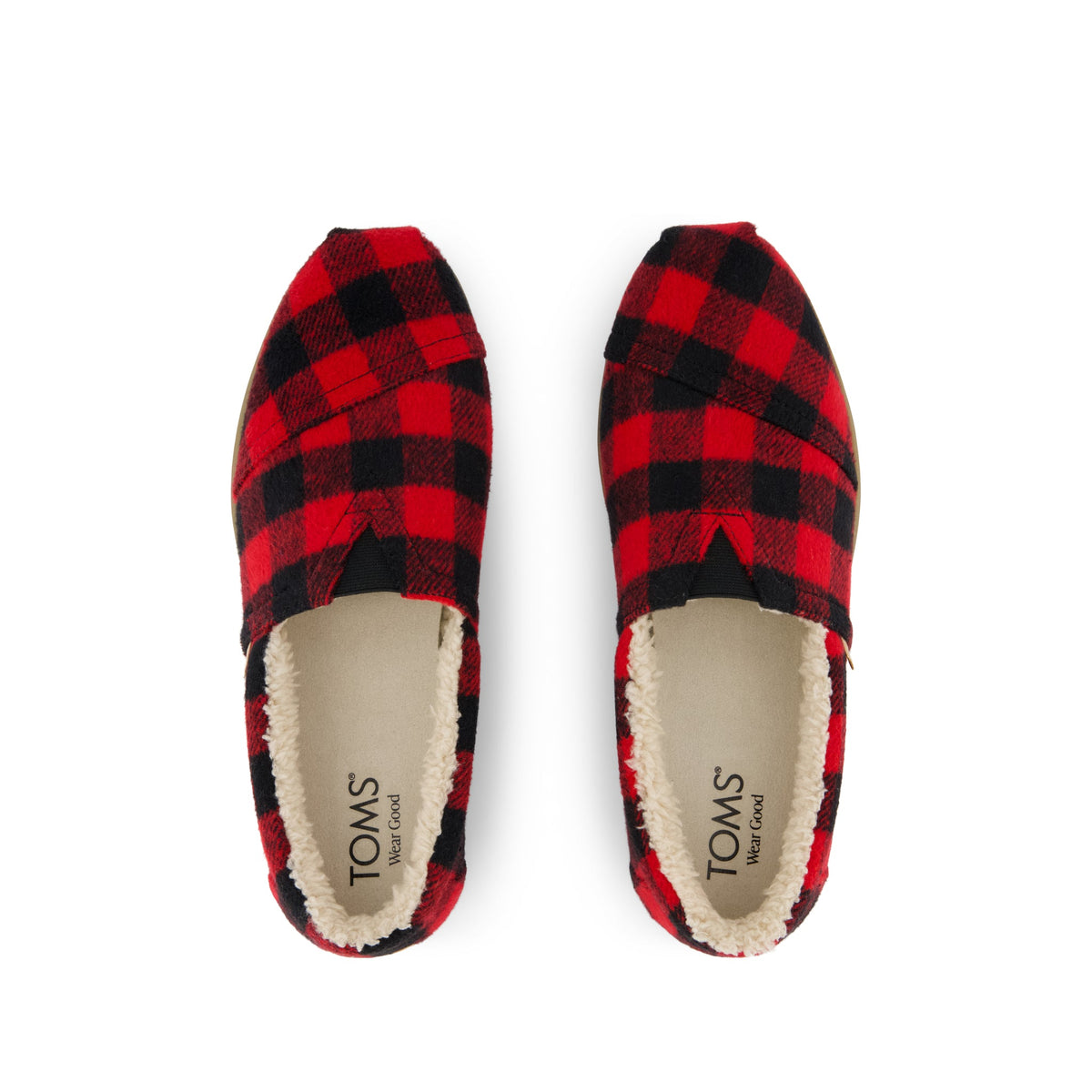 Alp FWD - Buffalo Plaid Red Faux Shearling Top View
