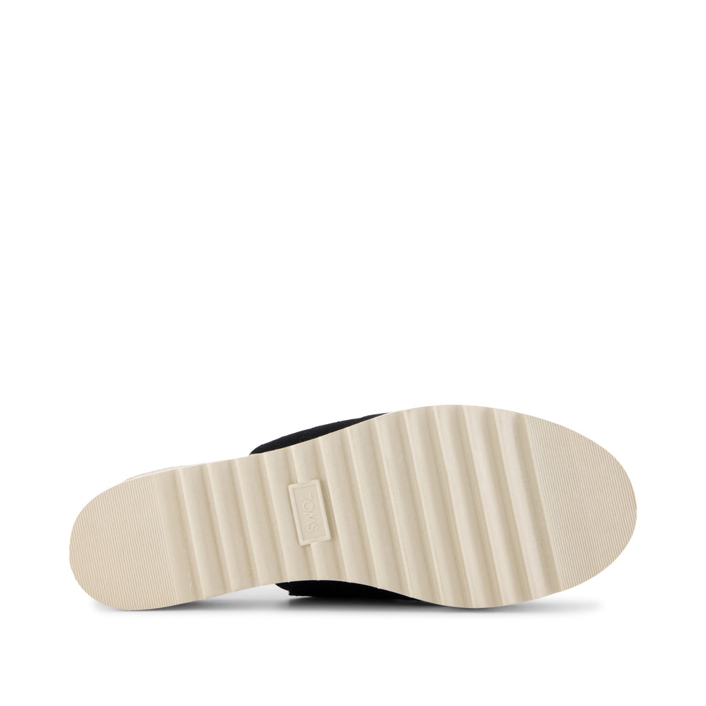 Diana Mule Wedge Sandal - Black Canvas Bottom Sole View