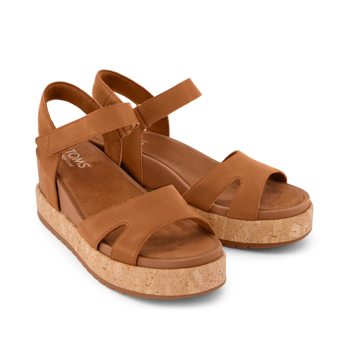 Alana Wedge Sandal - Brown Leather Front View