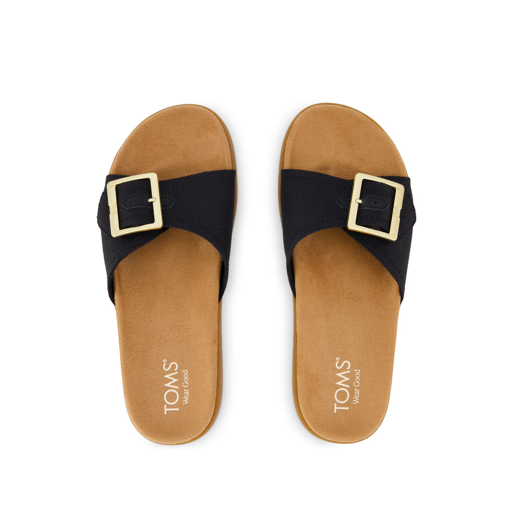Marin Slide Sandal - Black Canvas
 Top View