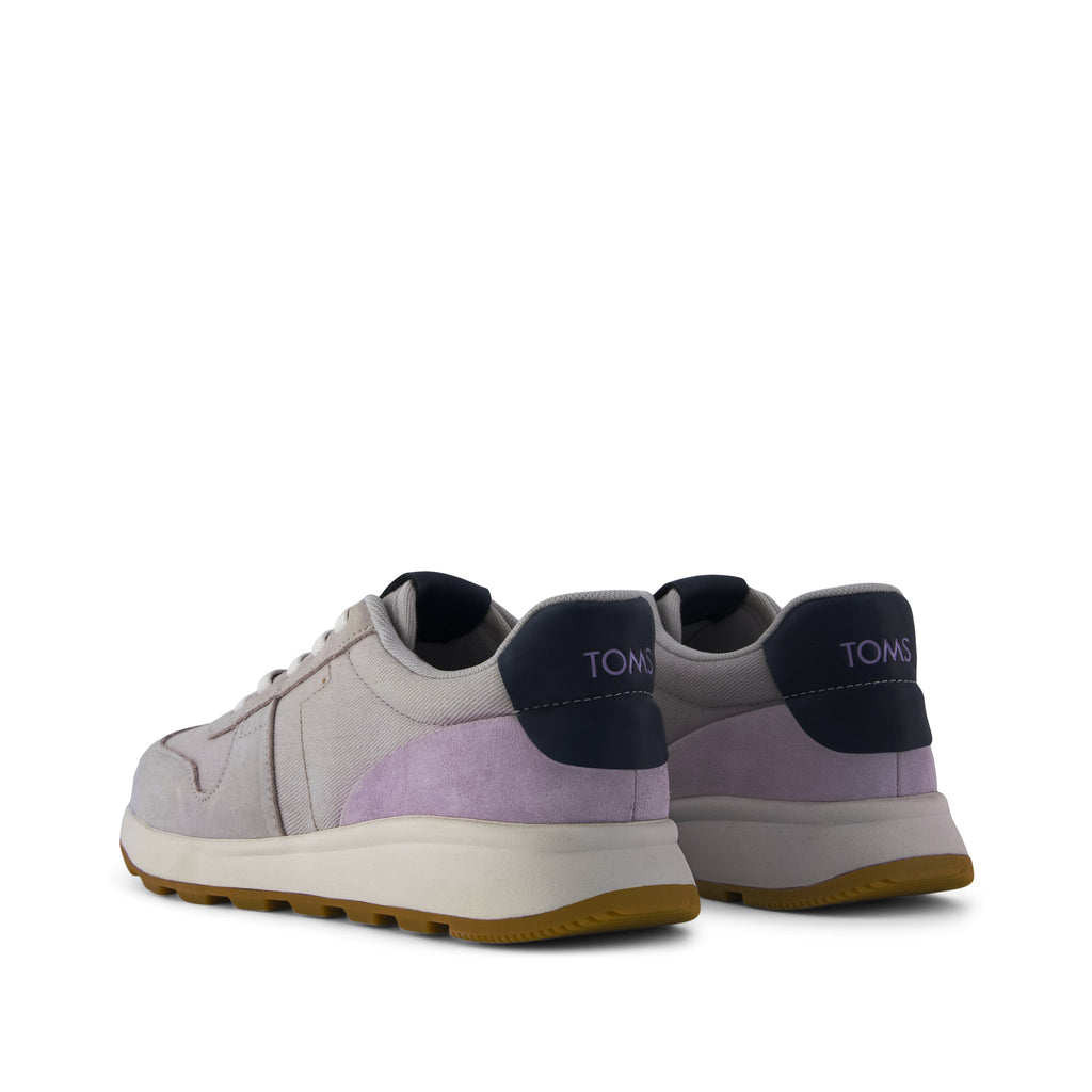 TRVL LITE Retro Runner Sneaker - Water Repellent Lunar Grey Suede Back View