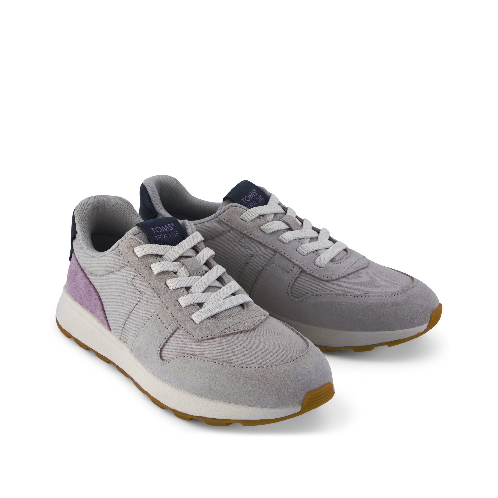 TRVL LITE Retro Runner Sneaker - Water Repellent Lunar Grey Suede Front View