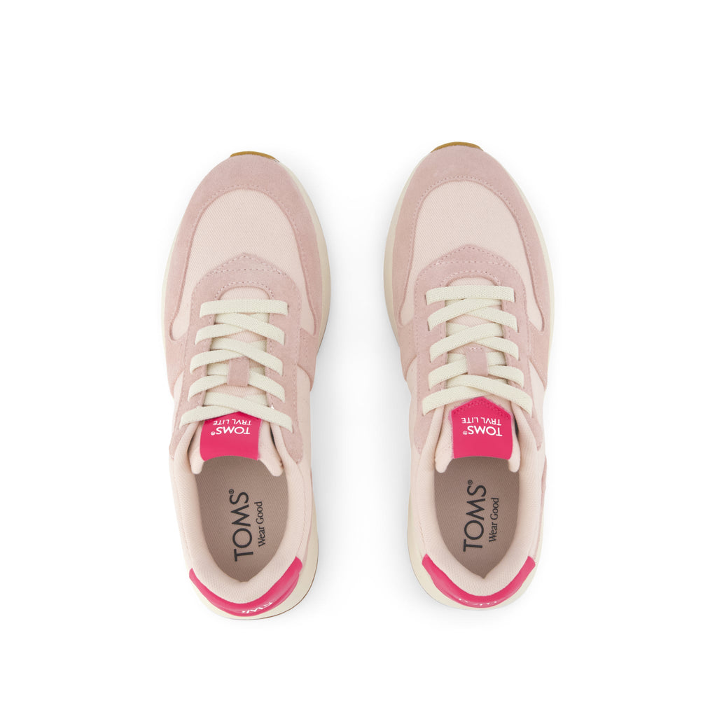 TRVL LITE Retro Runner Sneaker - Water Repellent Pale Rose Top View