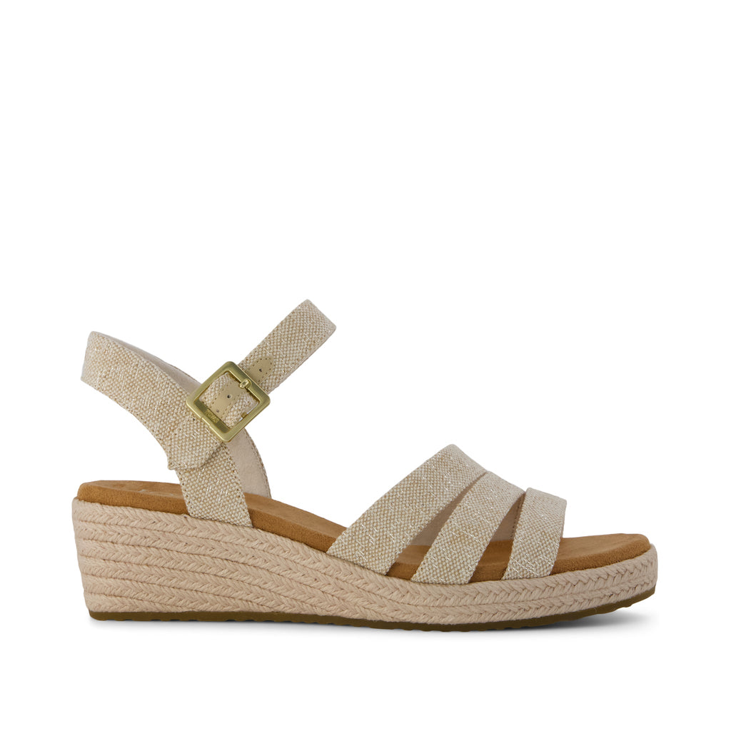 Julia Wedge Sandal - Champagne Sparkle Side View