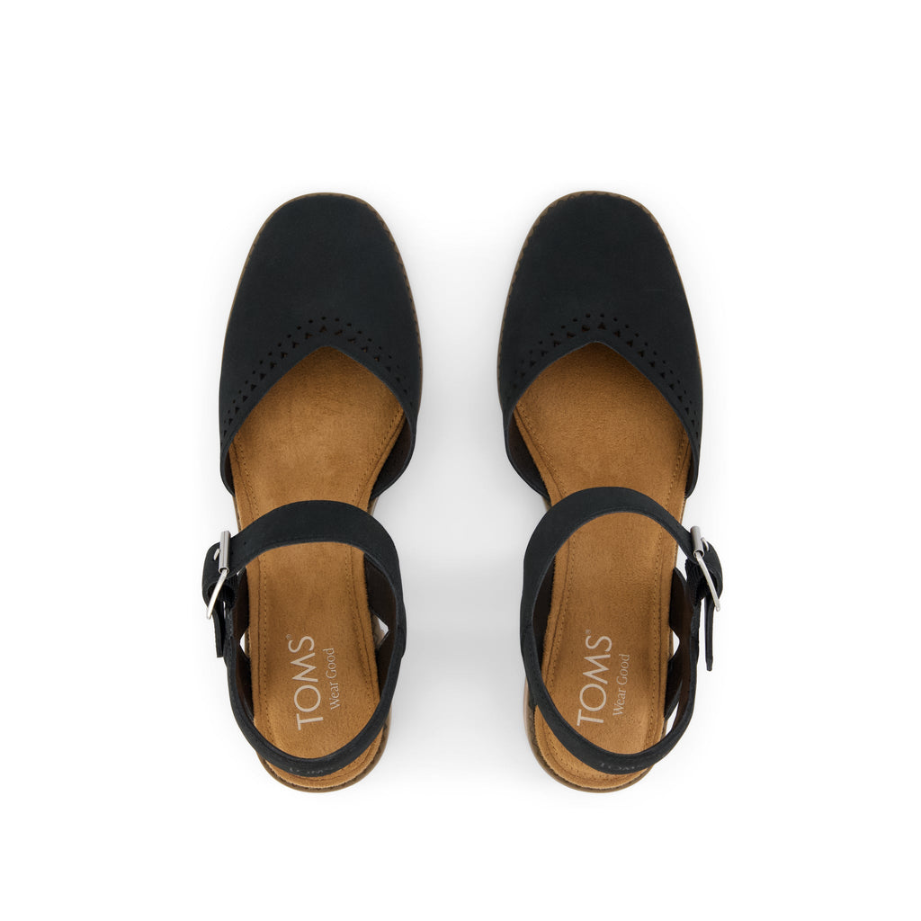 Jaclyn Heel - Black Perforated Leather Top View