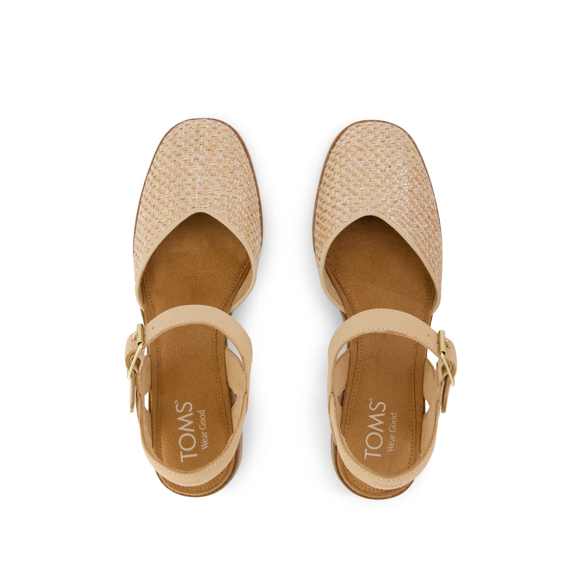 Jaclyn Heel - Natural Metallic Raffia Top View