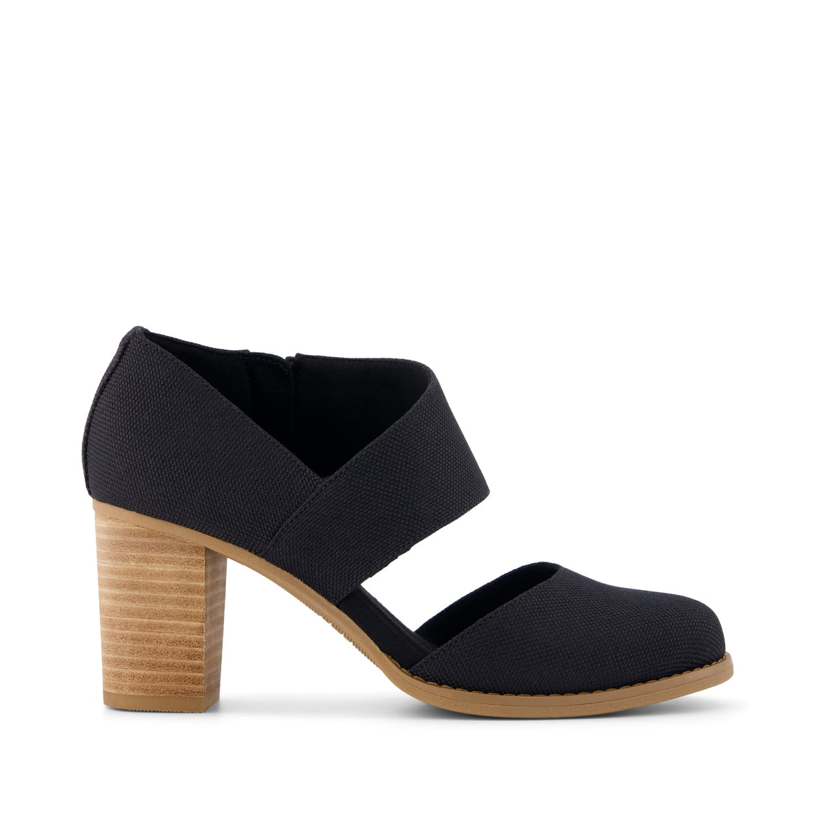 Milan Nova Heel - Black Canvas Side View