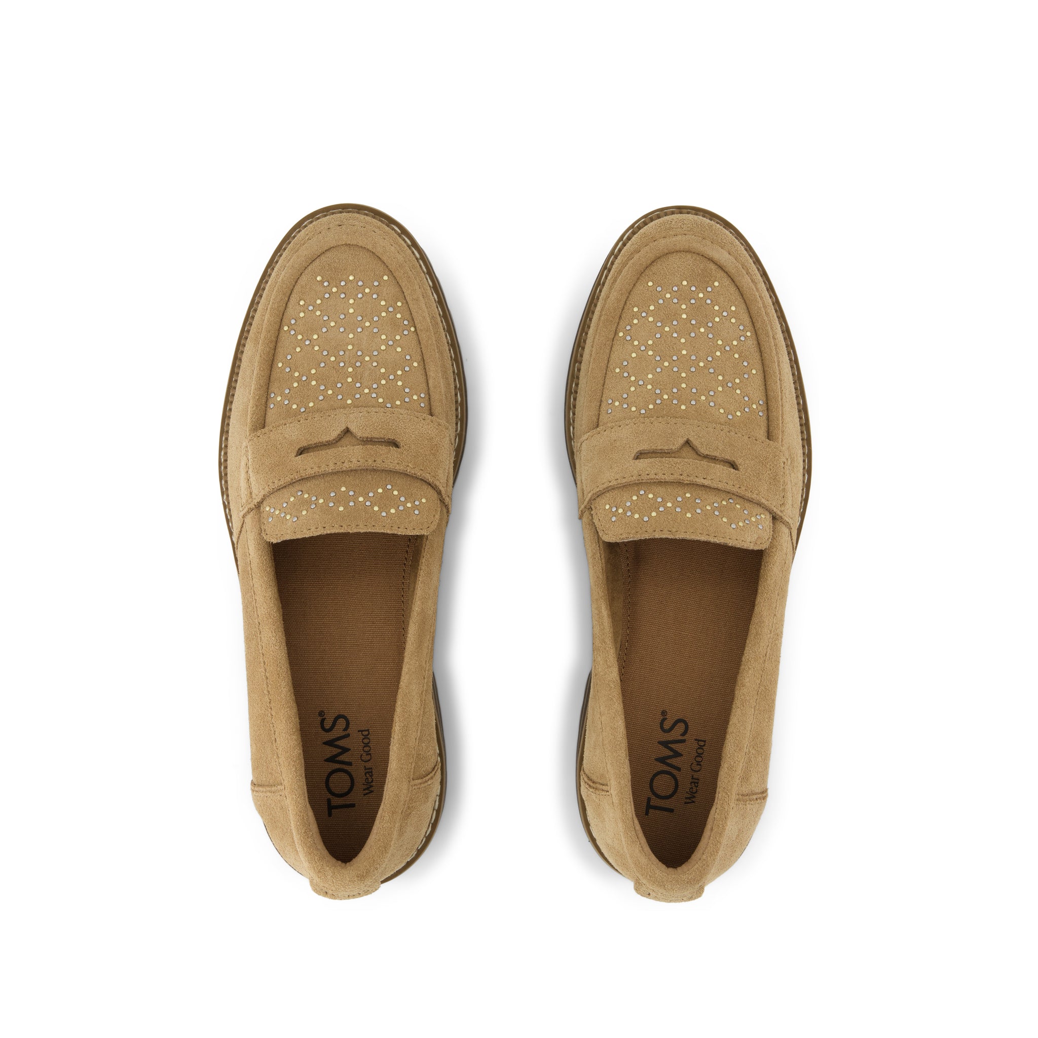 Cara Loafer - Toffee Suede w/ Studs Top View