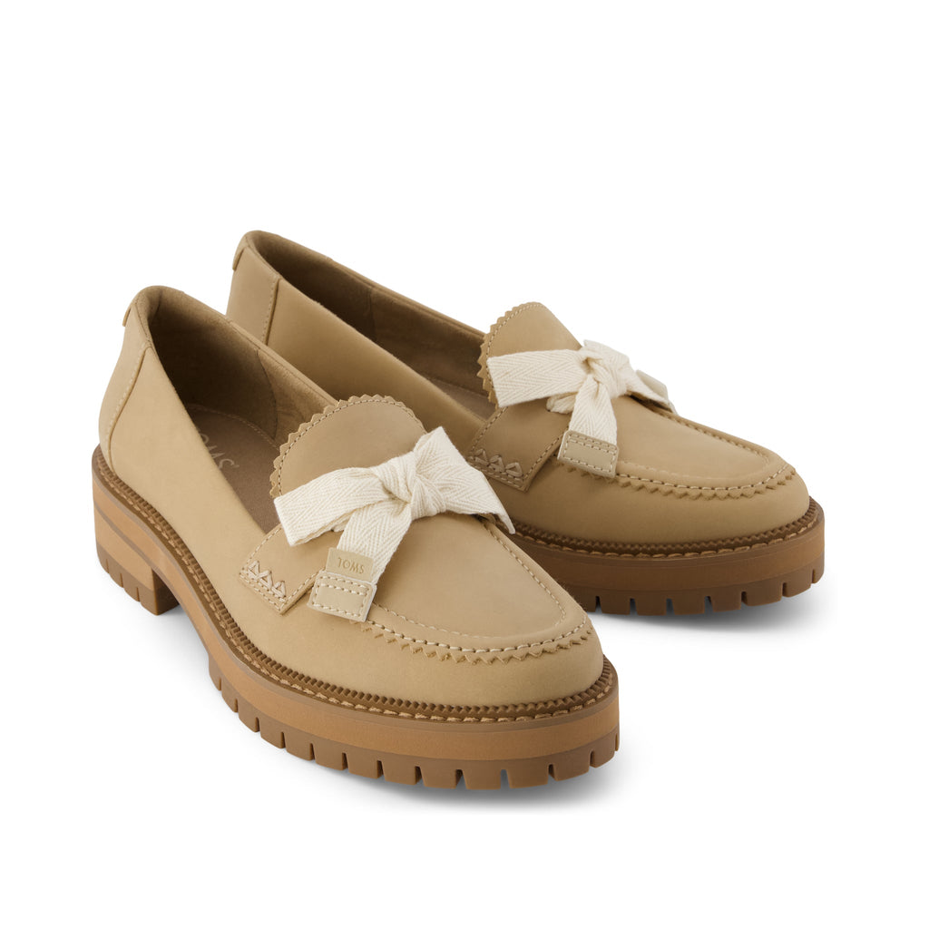 Cara Bow Loafer - Taupe Leather Front View