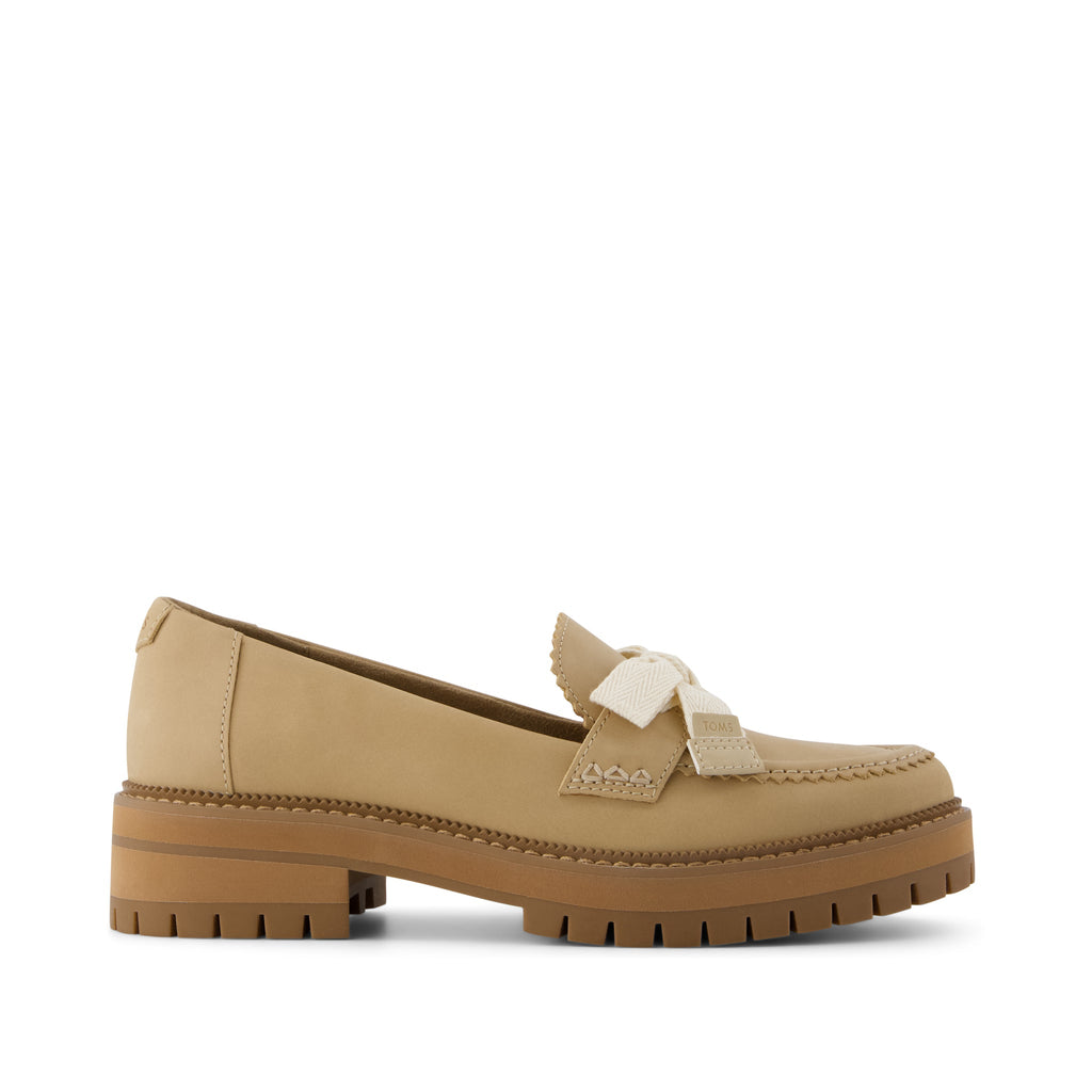 Cara Bow Loafer - Taupe Leather Side View