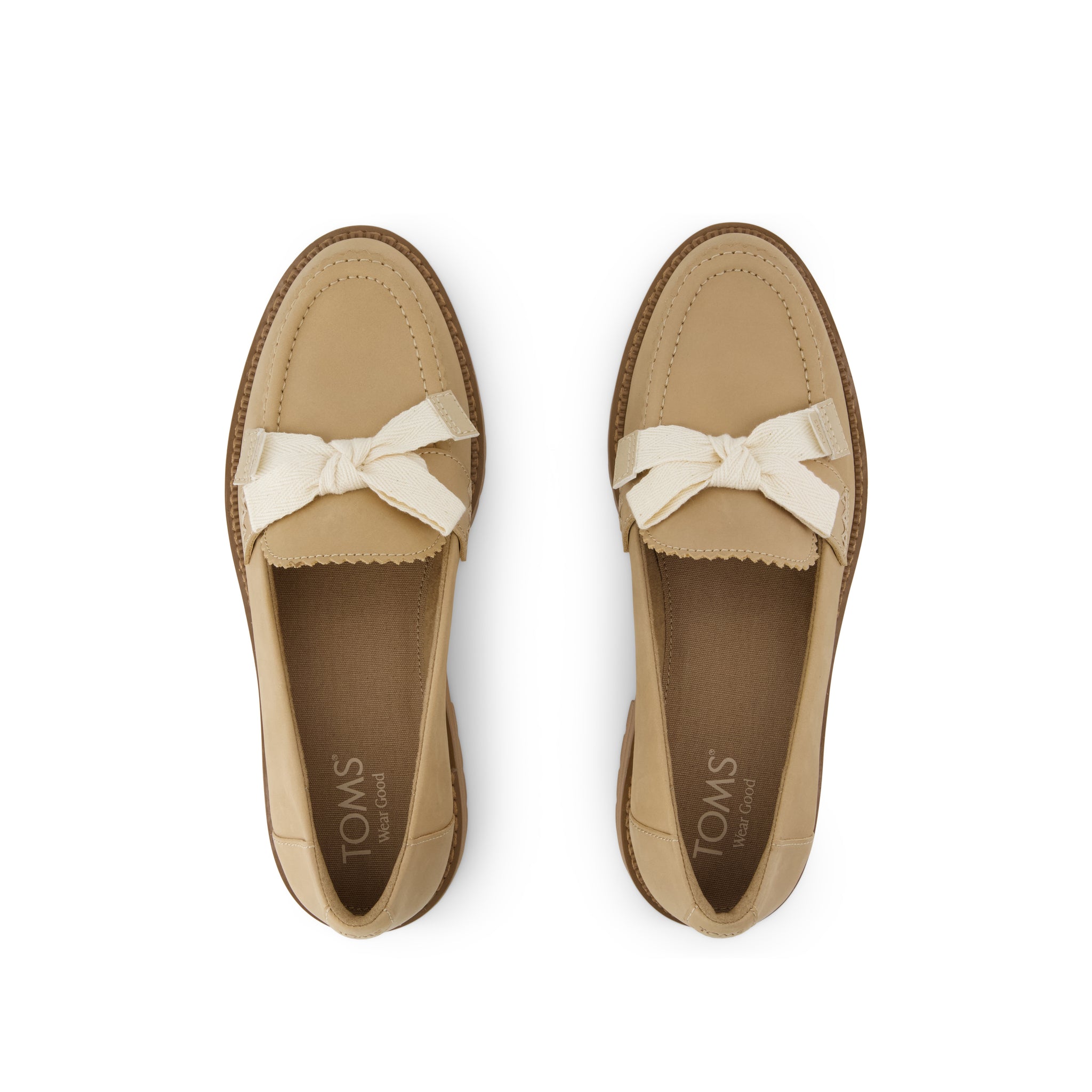 Cara Bow Loafer - Taupe Leather Top View