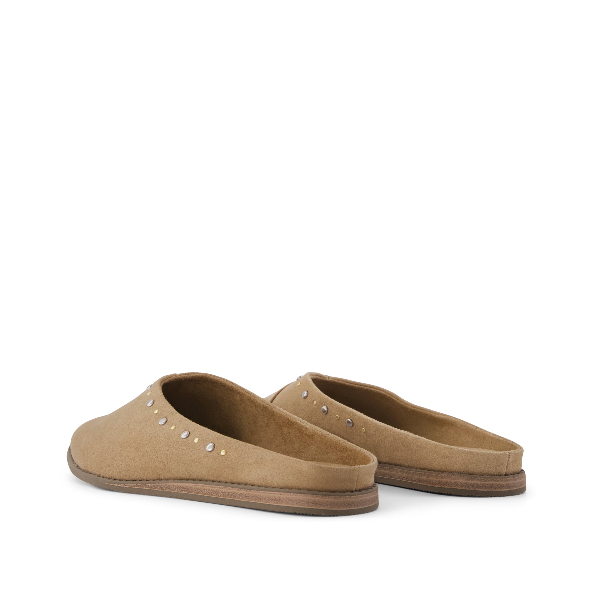 Amelia Mule - Taupe Microsuede w/ Studs Back View