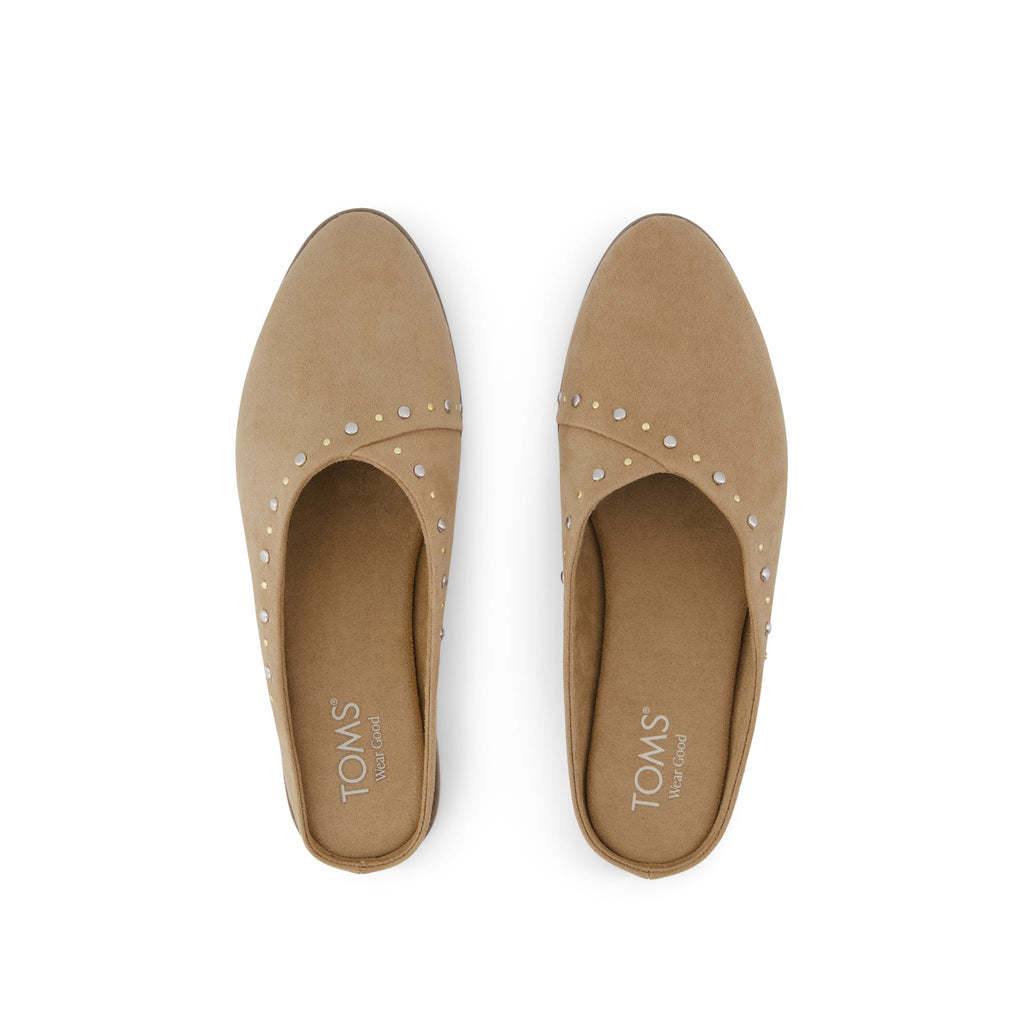 Amelia Mule - Taupe Microsuede w/ Studs Top View