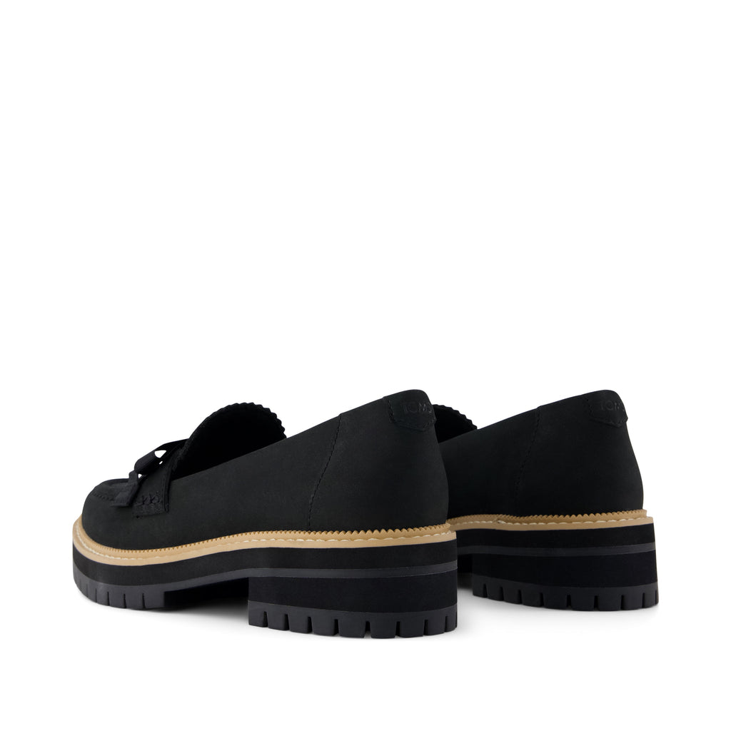 Cara Bow Loafer - Black Leather Back View
