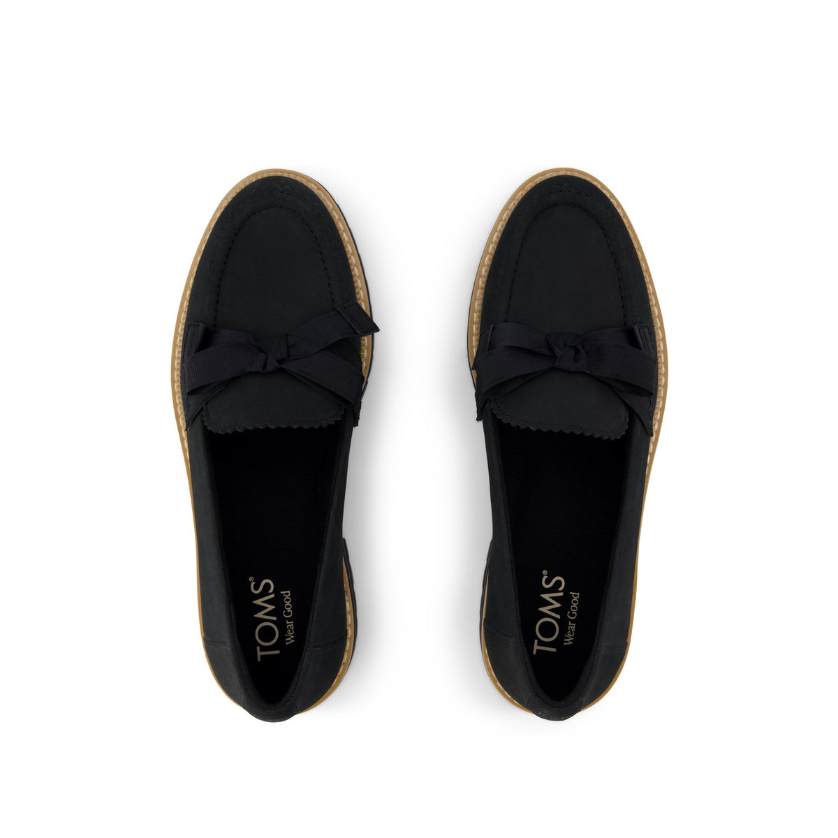 Cara Bow Loafer - Black Leather Top View