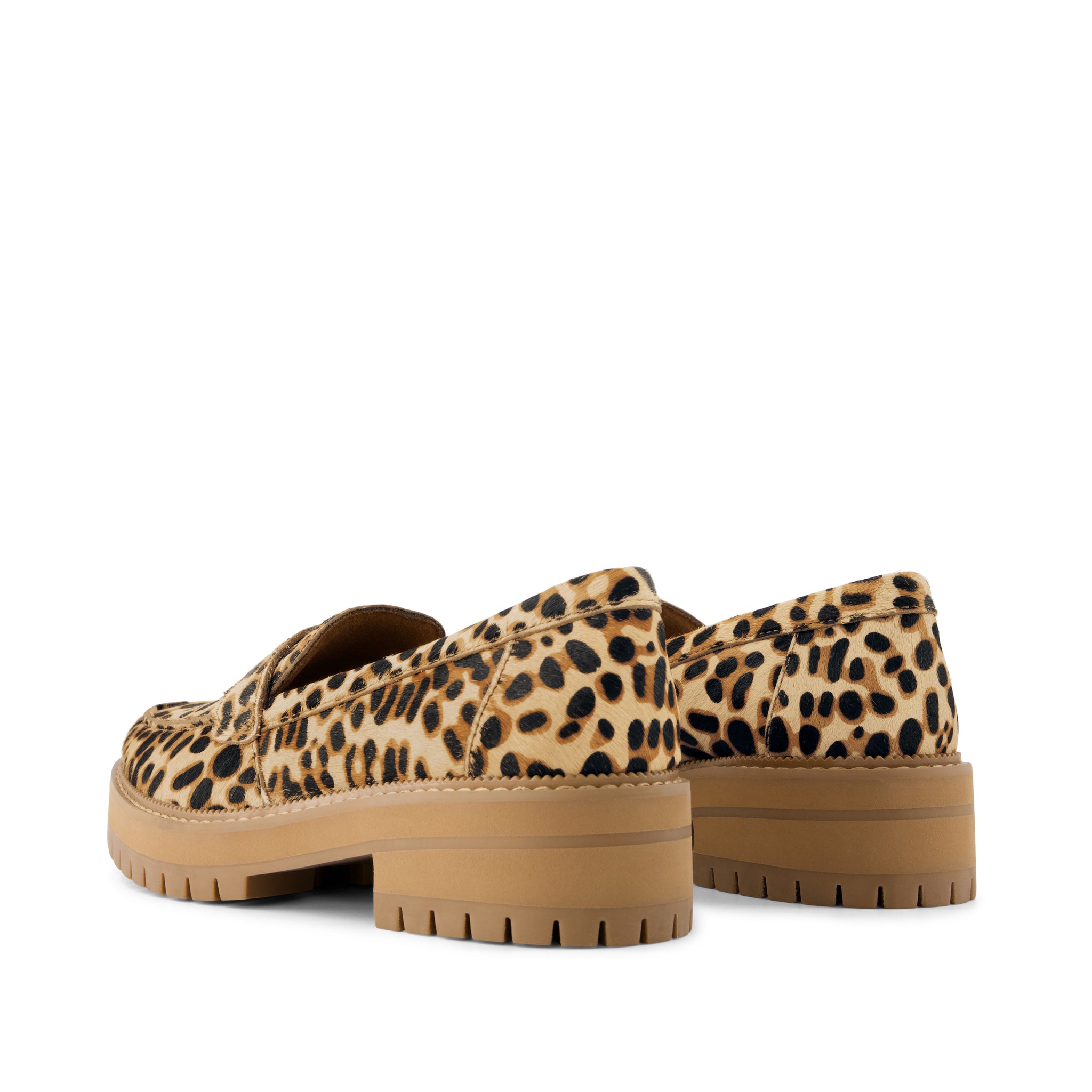 Cara Loafer - Brown Sugar Leopard Print Hair Leather Back View