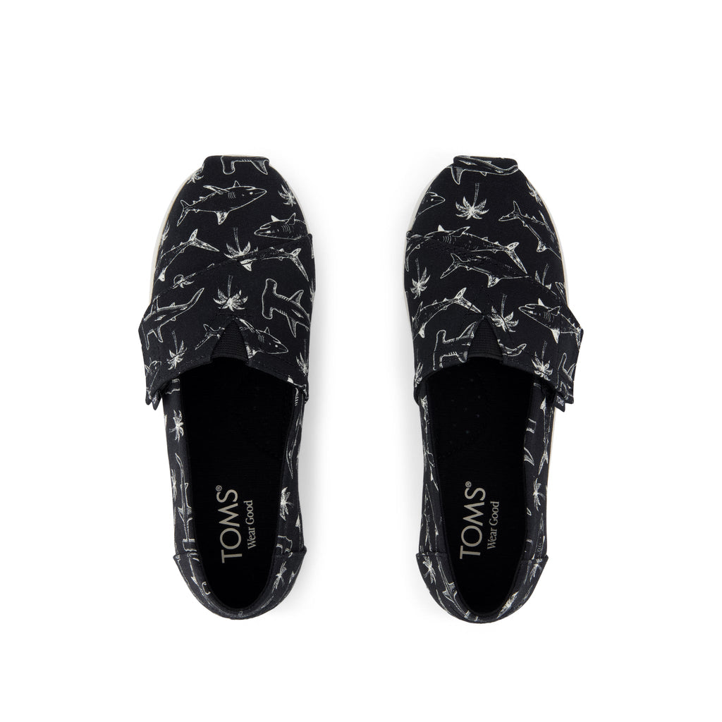 Alpargata Classic Kids Shoe - Black Shark Print Top View