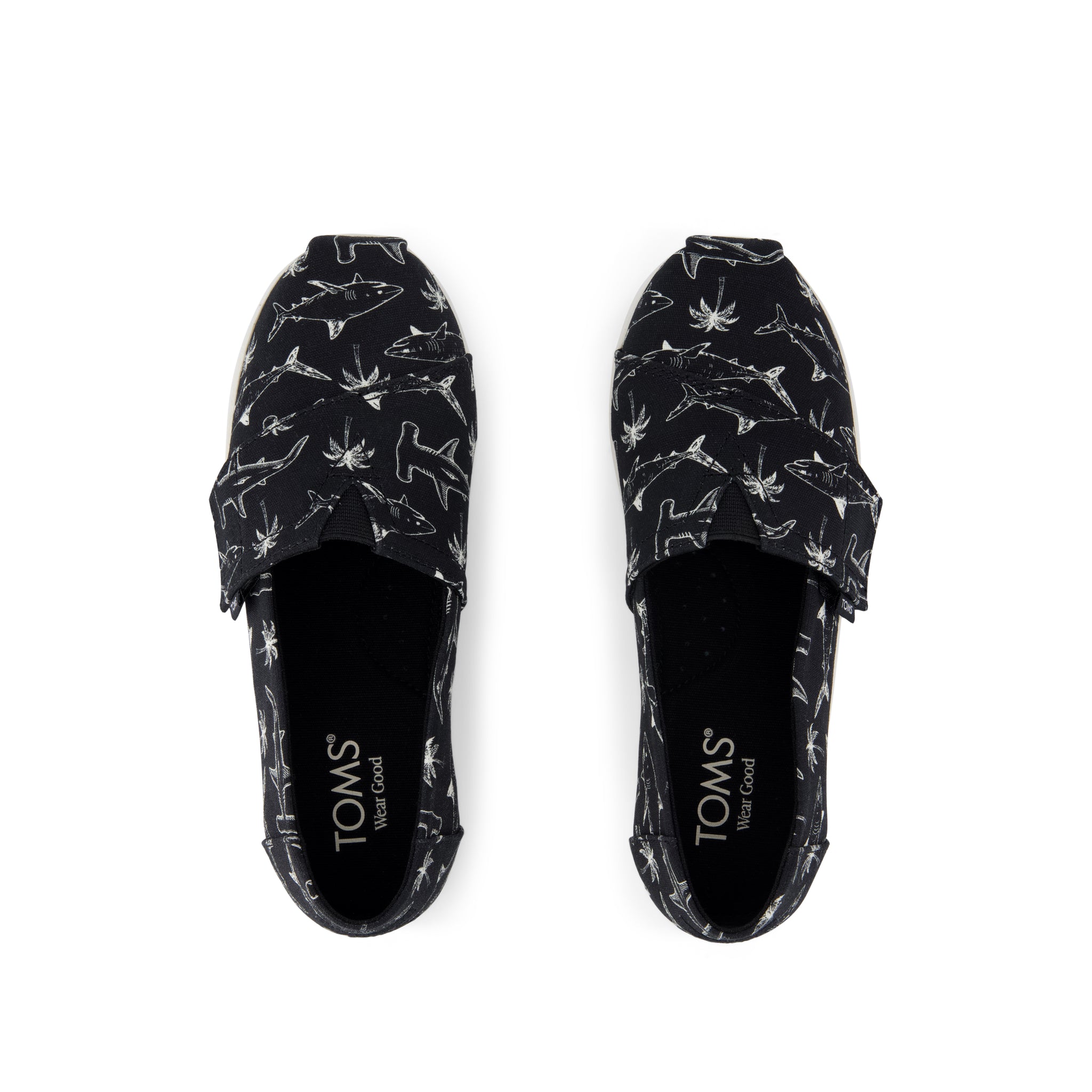 Alpargata Classic Kids Shoe - Black Shark Print Top View