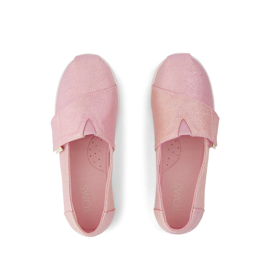 Alpargata Classic Kids Shoe - Pink Quartz Iridescent Woven Top View