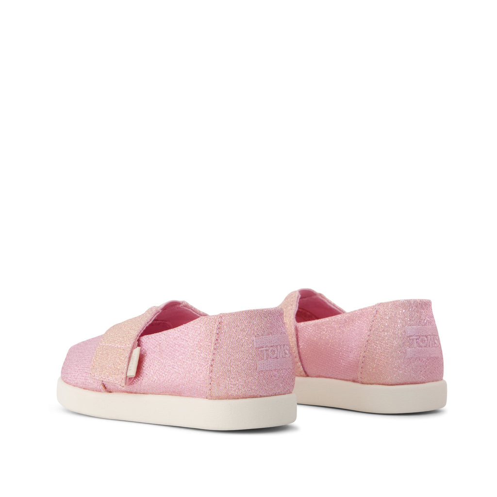 Alpargata Classic Toddler Shoe - Pink Quartz Iridescent Woven Back View