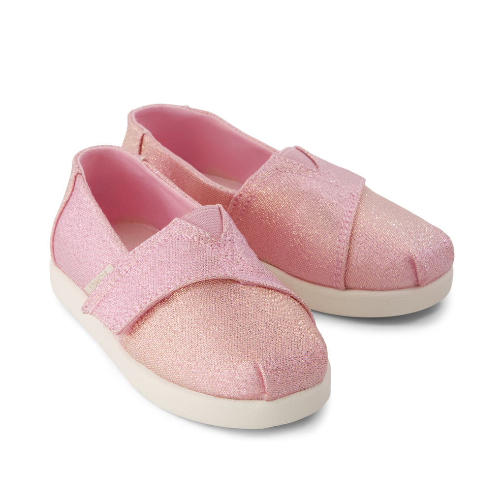 Alpargata Classic Toddler Shoe - Pink Quartz Iridescent Woven Front View