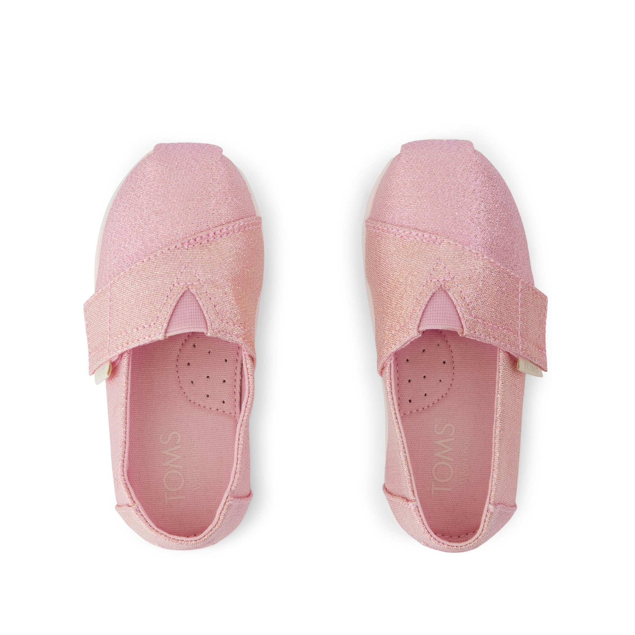 Alpargata Classic Toddler Shoe - Pink Quartz Iridescent Woven Top View
