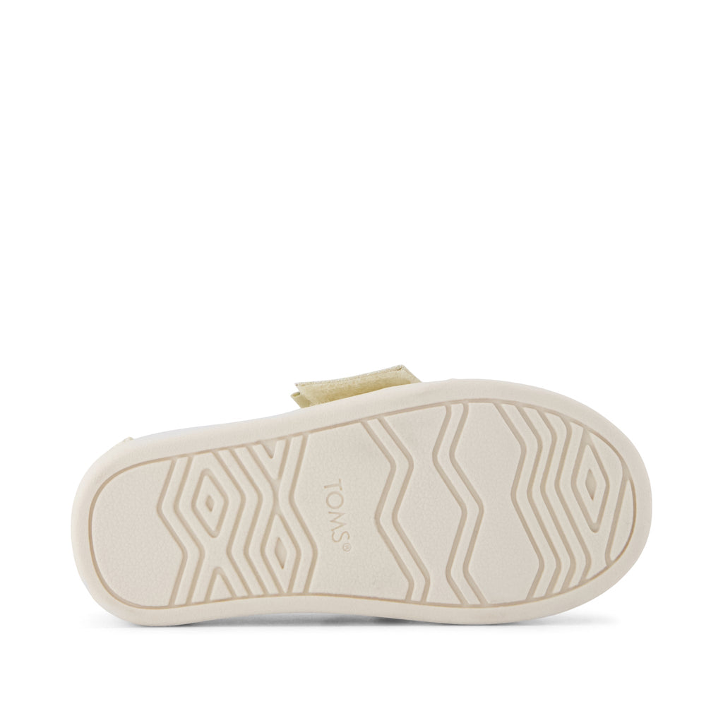 Alpargata Classic Toddler Shoe - Champagne Soft Shimmer with Bow Bottom Sole View