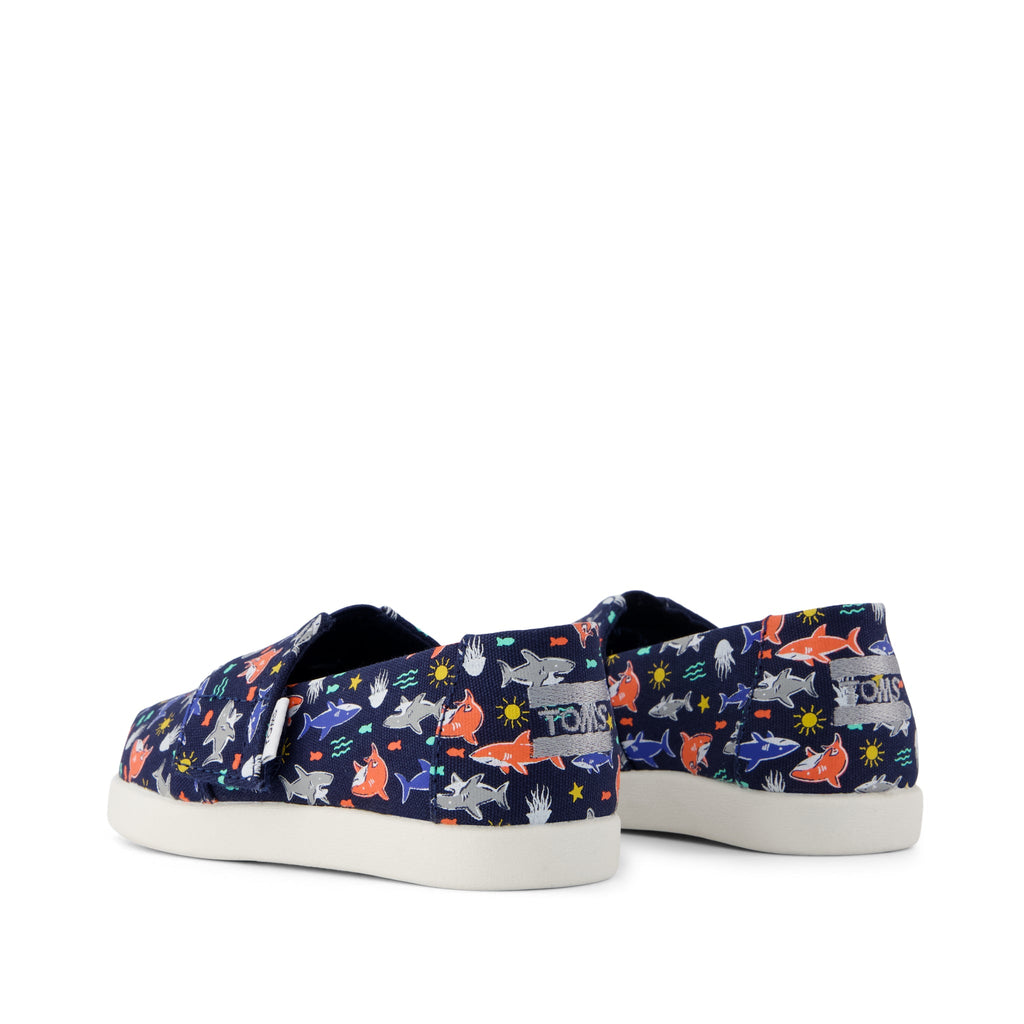 Alpargata Classic Toddler Shoe - Navy Glow in the Dark Shark Friends Back View