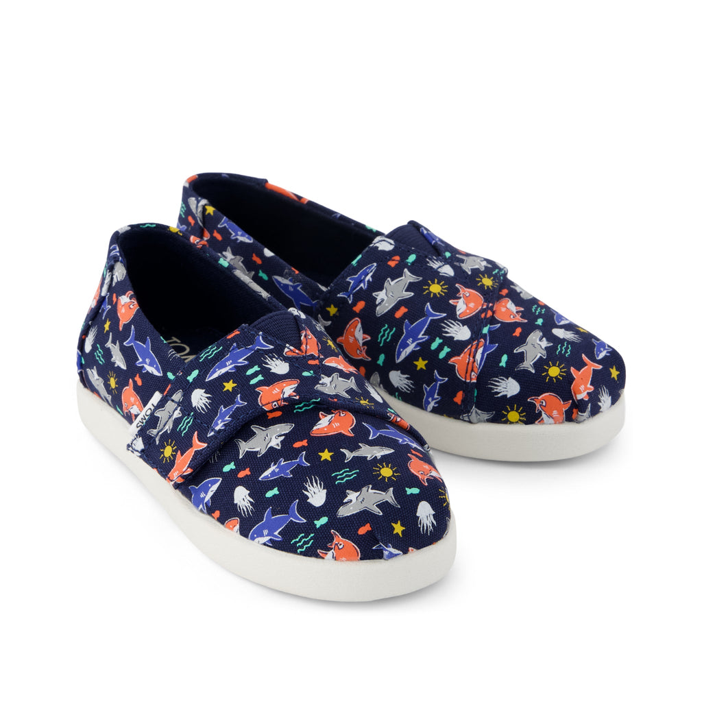 Alpargata Classic Toddler Shoe - Navy Glow in the Dark Shark Friends Front View