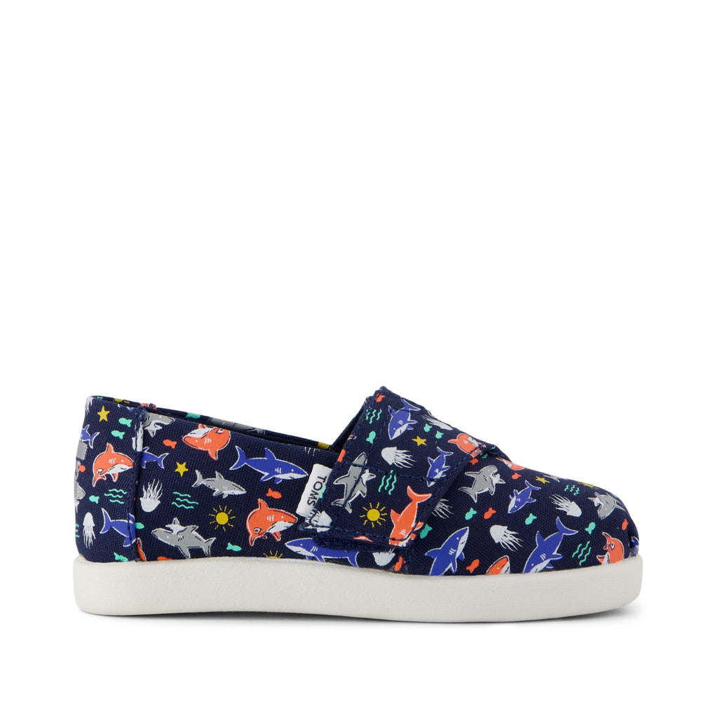 Alpargata Classic Toddler Shoe - Navy Glow in the Dark Shark Friends Side View