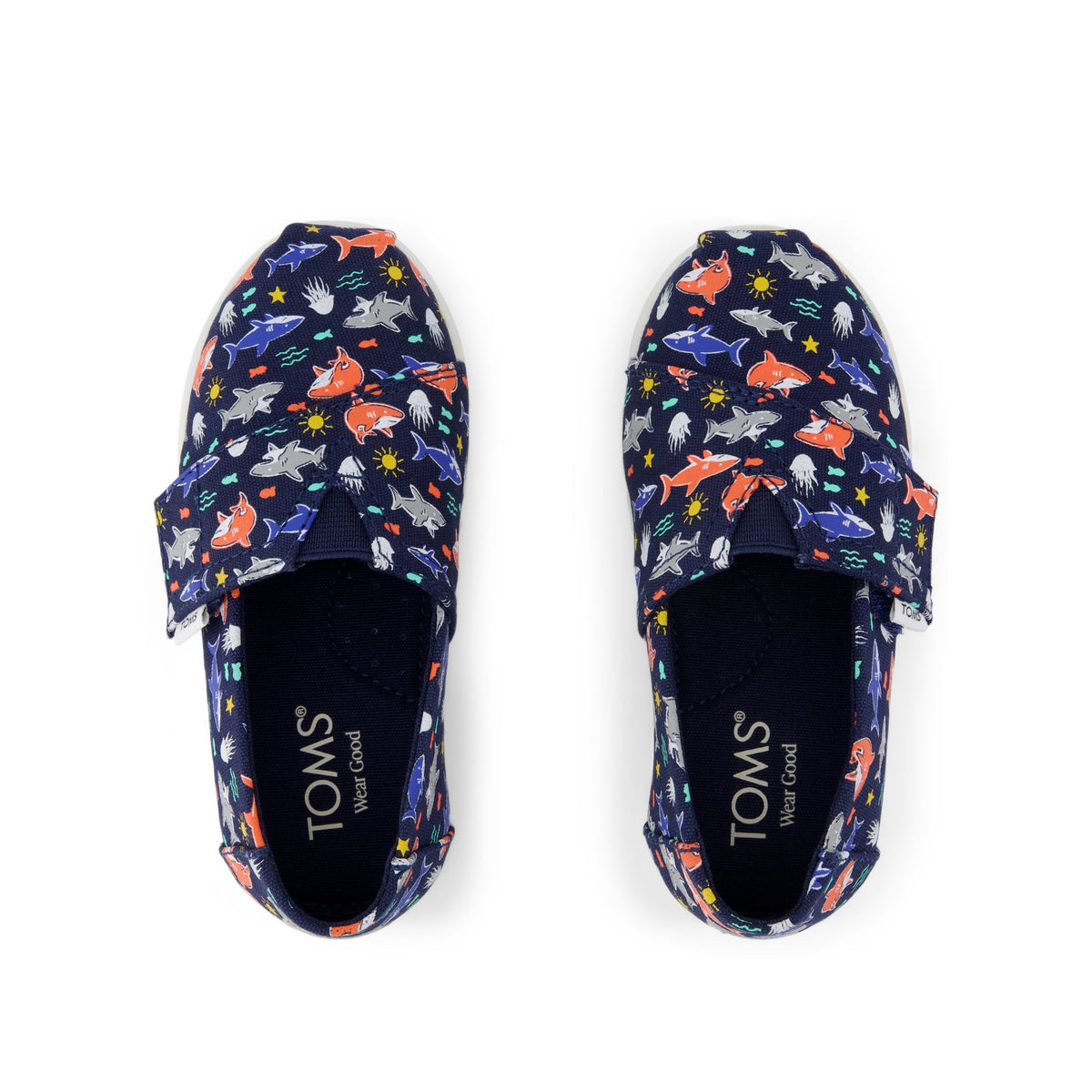 Alpargata Classic Toddler Shoe - Navy Glow in the Dark Shark Friends Top View