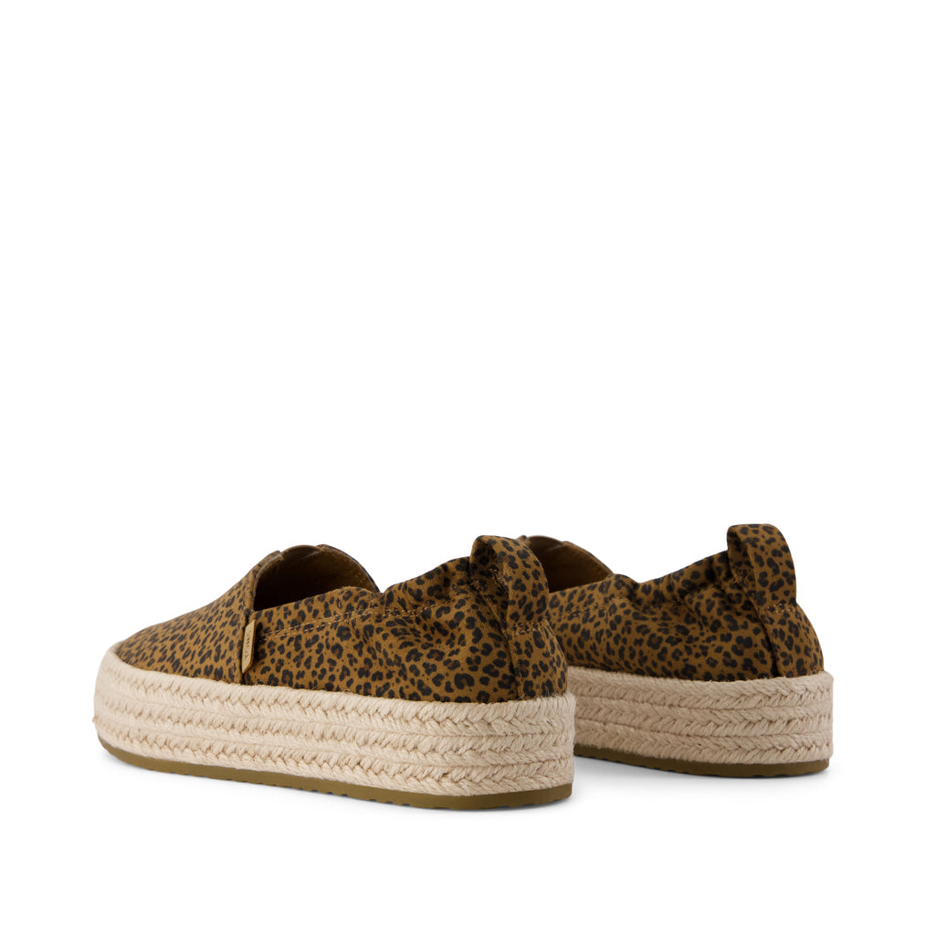 Valencia Platform Kids Espadrille - Toffee Leopard Print Back View