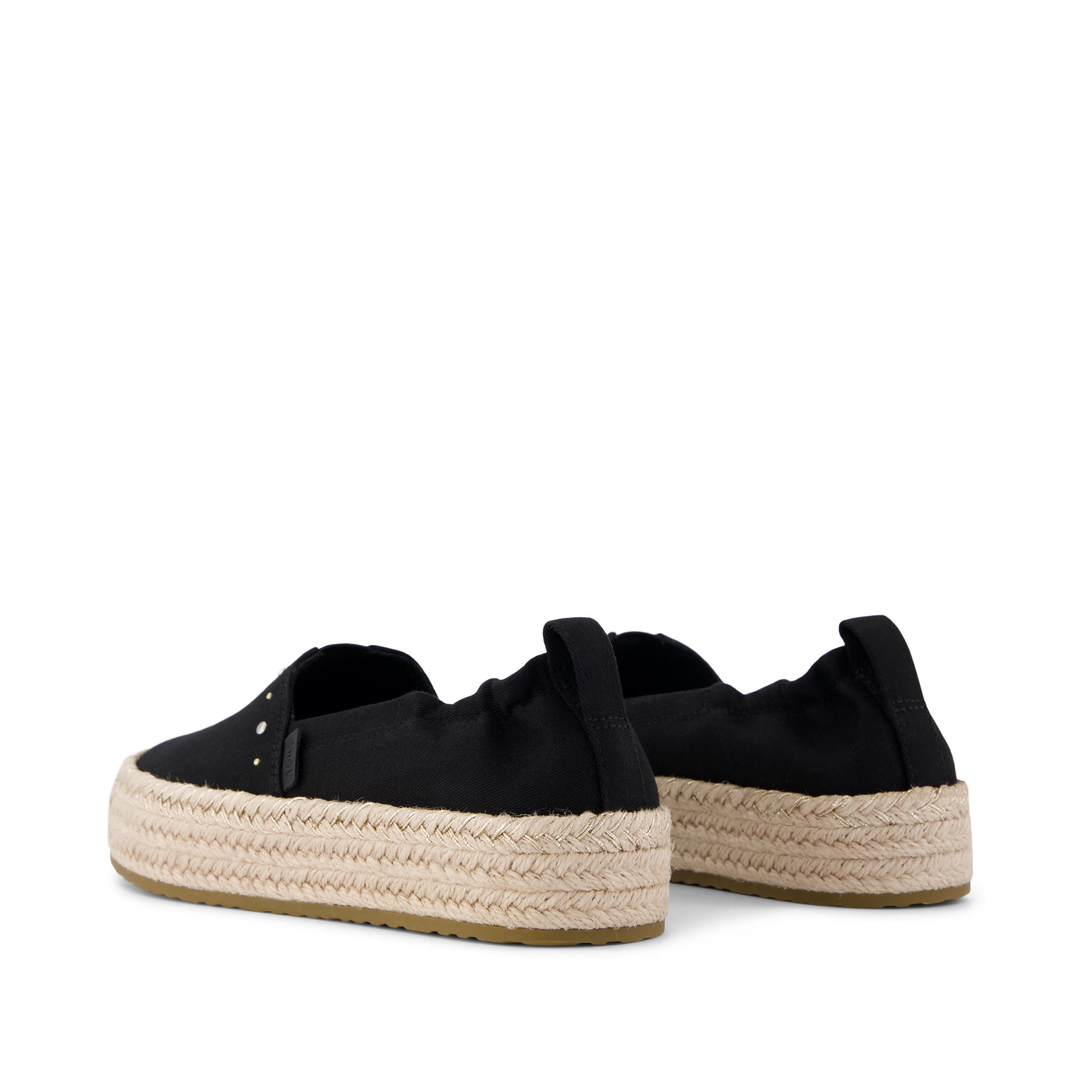 Valencia Platform Kids Espadrille - Black Brushed Twill Back View