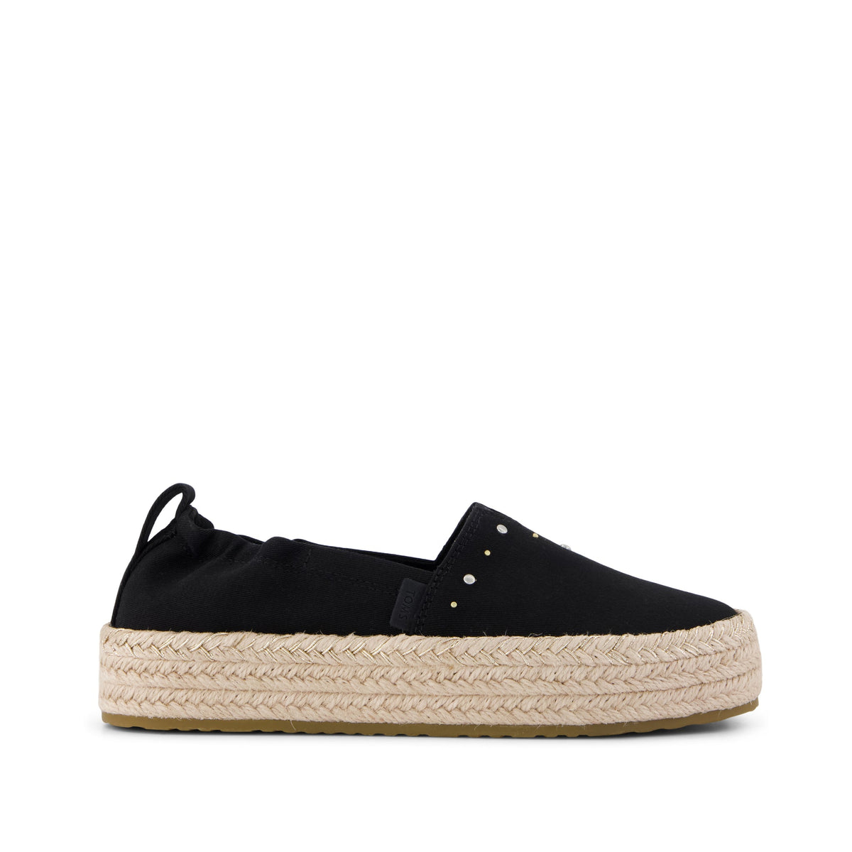 Valencia Platform Kids Espadrille - Black Brushed Twill Side View